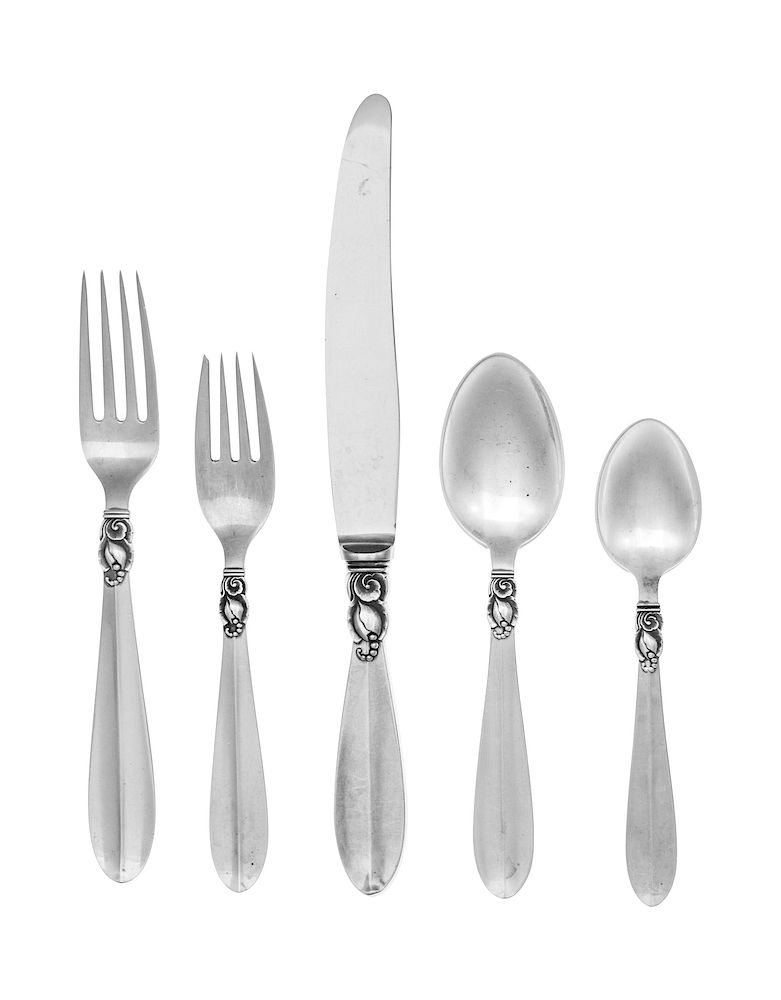 Appraisal: A Danish Silver Flatware Service A Danish Silver Flatware Service