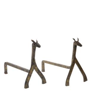 Appraisal: Pair Klaus Ihlenfeld style zoomorphic andirons Pair Klaus Ihlenfeld style