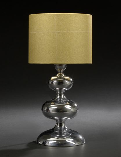 Appraisal: Post-Modern Chrome Table Lamp the standard of graduated cushion form