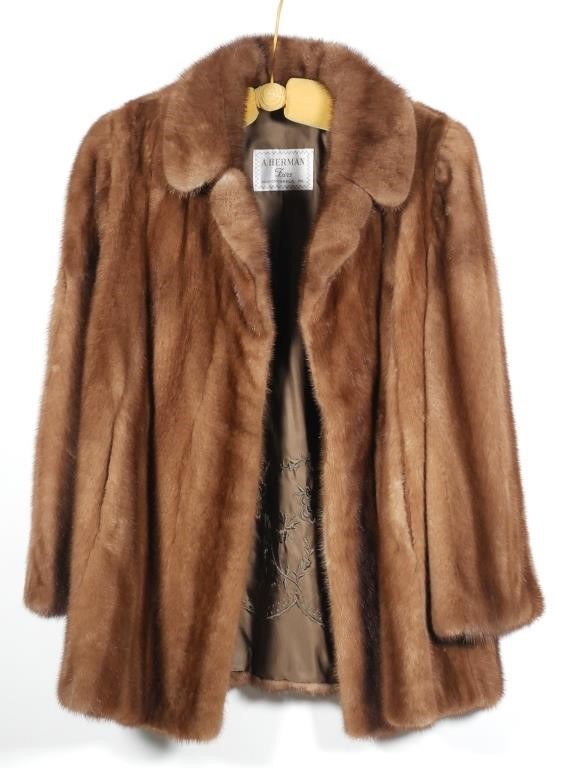 Appraisal: Vintage Herman Furs Short Mink Coat Two hook closure Two