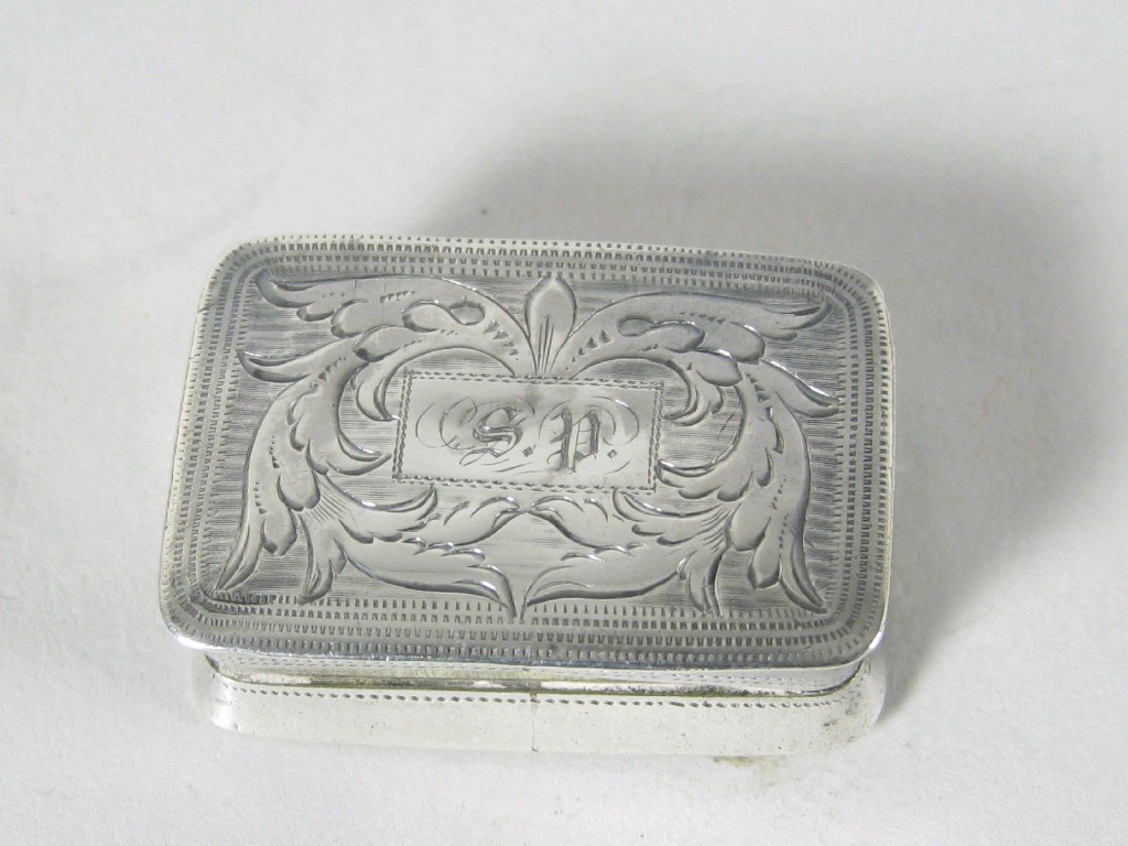 Appraisal: A George IV rectangular Vinaigrette with leafage engraving and initials