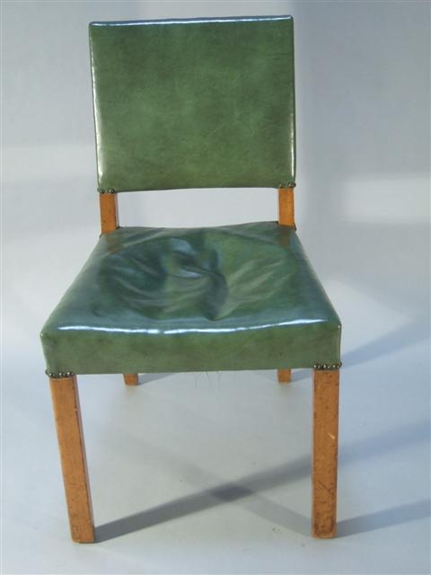 Appraisal: MODERN GREEN VINYL OCCASIONAL CHAIR Mid th century chair with