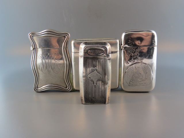 Appraisal: Sterling Silver Match Safes includes lion Gorham and more largest