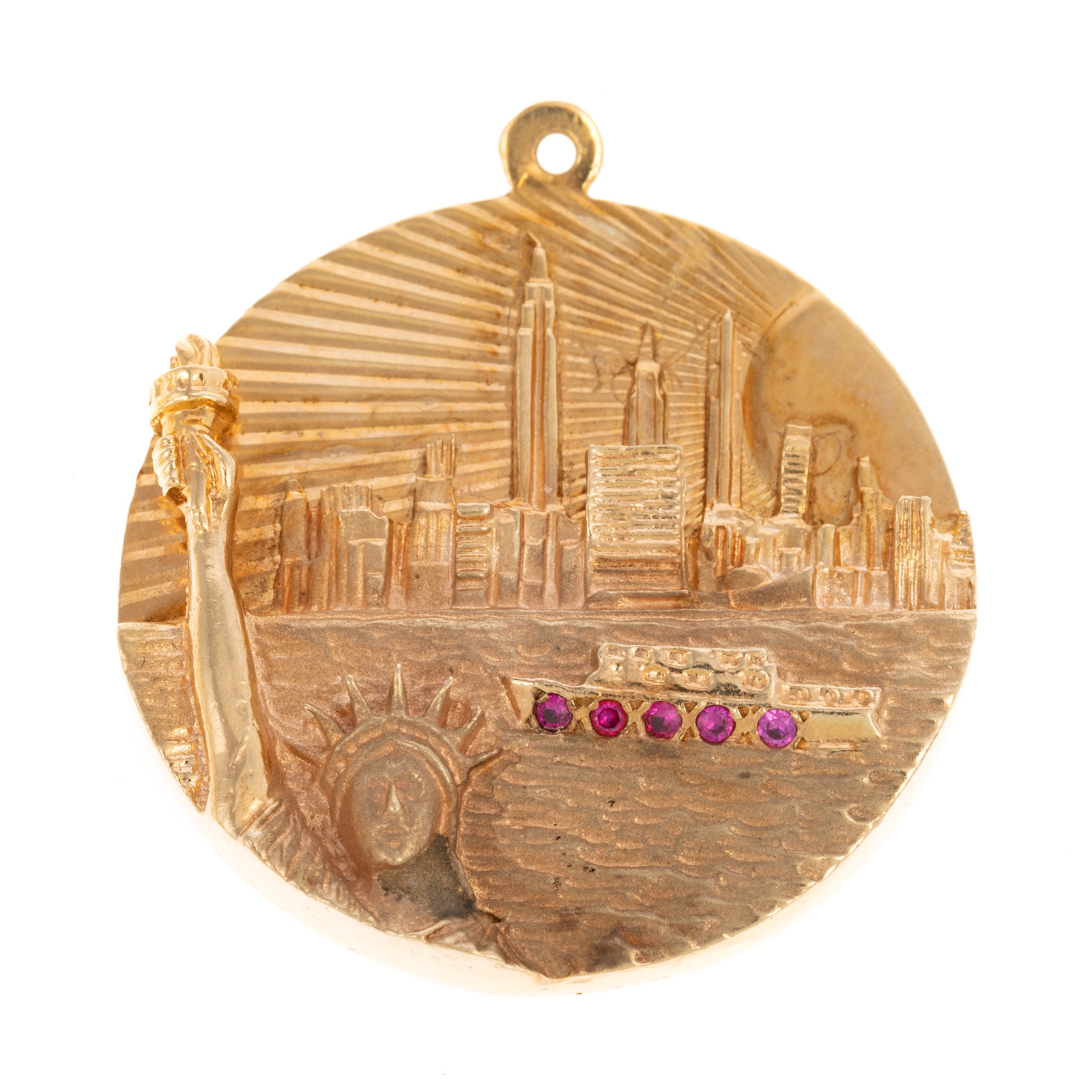 Appraisal: A LARGE K NEW YORK CITY DISC CHARM K yellow