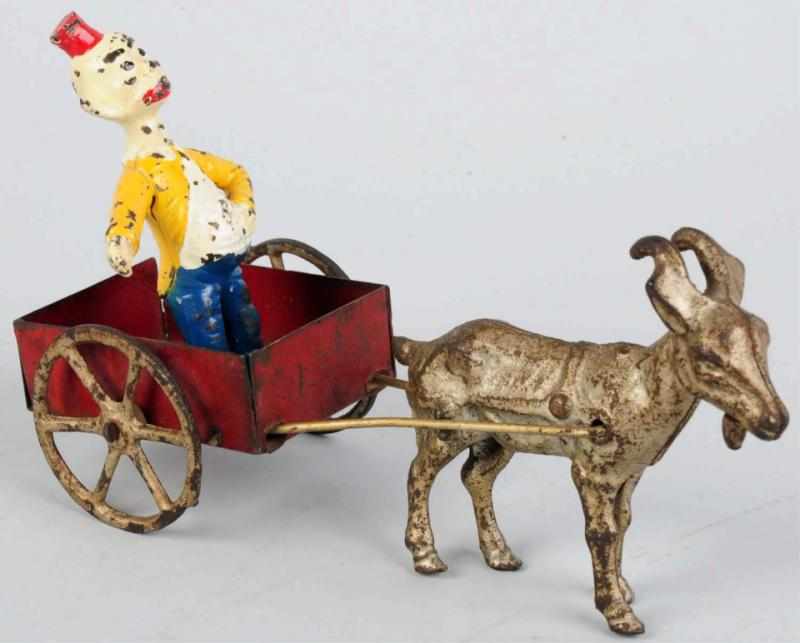 Appraisal: Cast Iron Happy Hooligan Goat-Drawn Cart Toy American Cast iron