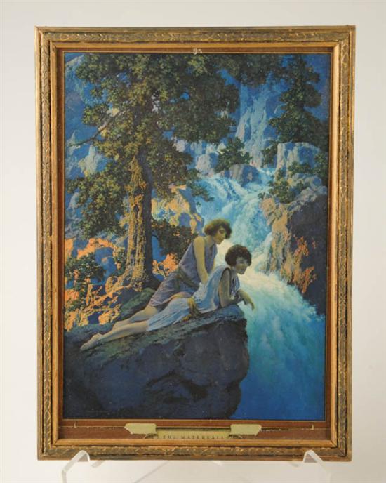 Appraisal: Maxfield Parrish Print The Waterfall in period frame Edison-Mazda calendar