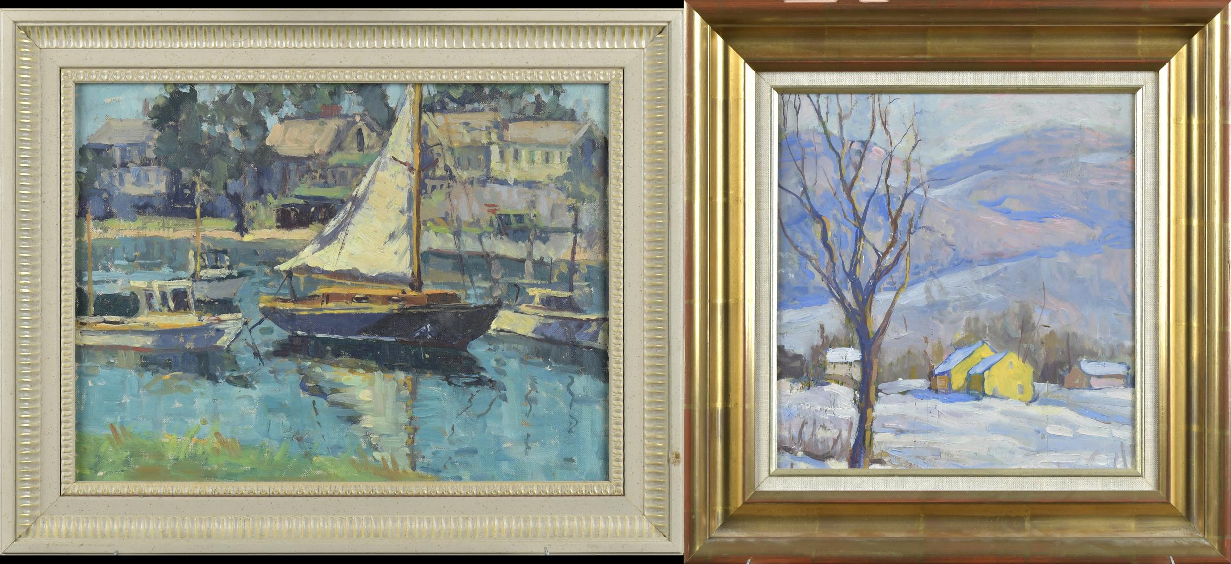 Appraisal: TWO VINTAGE NEW ENGLAND OIL PAINTINGS An oil on board