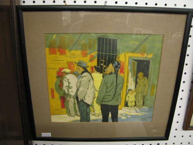 Appraisal: Arthur Burnside Dodge Woodblock Print Chinatown well listed artist image