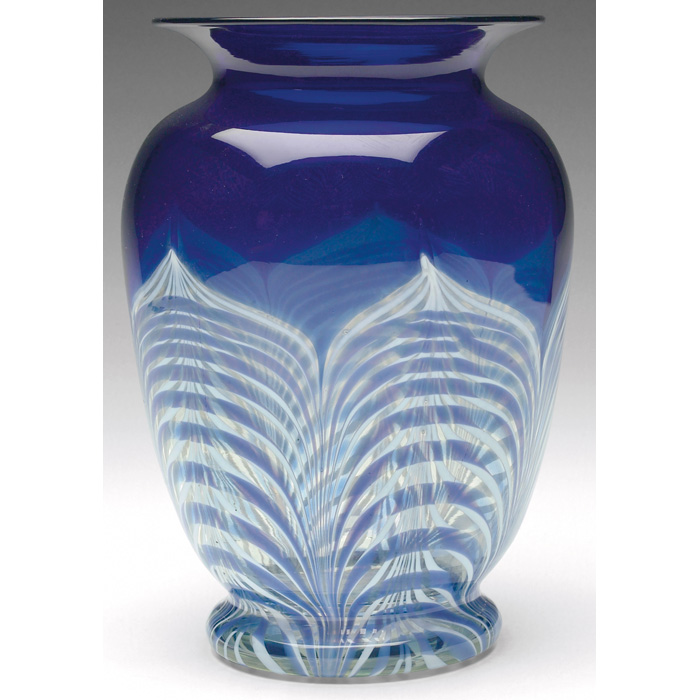 Appraisal: Good Durand vase broad shouldered form in cobalt blue glass