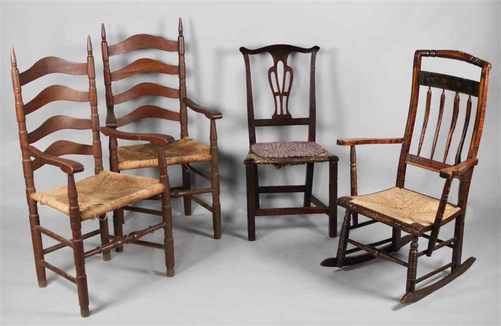 Appraisal: GROUP OF FOUR AMERICAN CHAIRS INCLUDING AN AMERICAN FANCY ROCKING