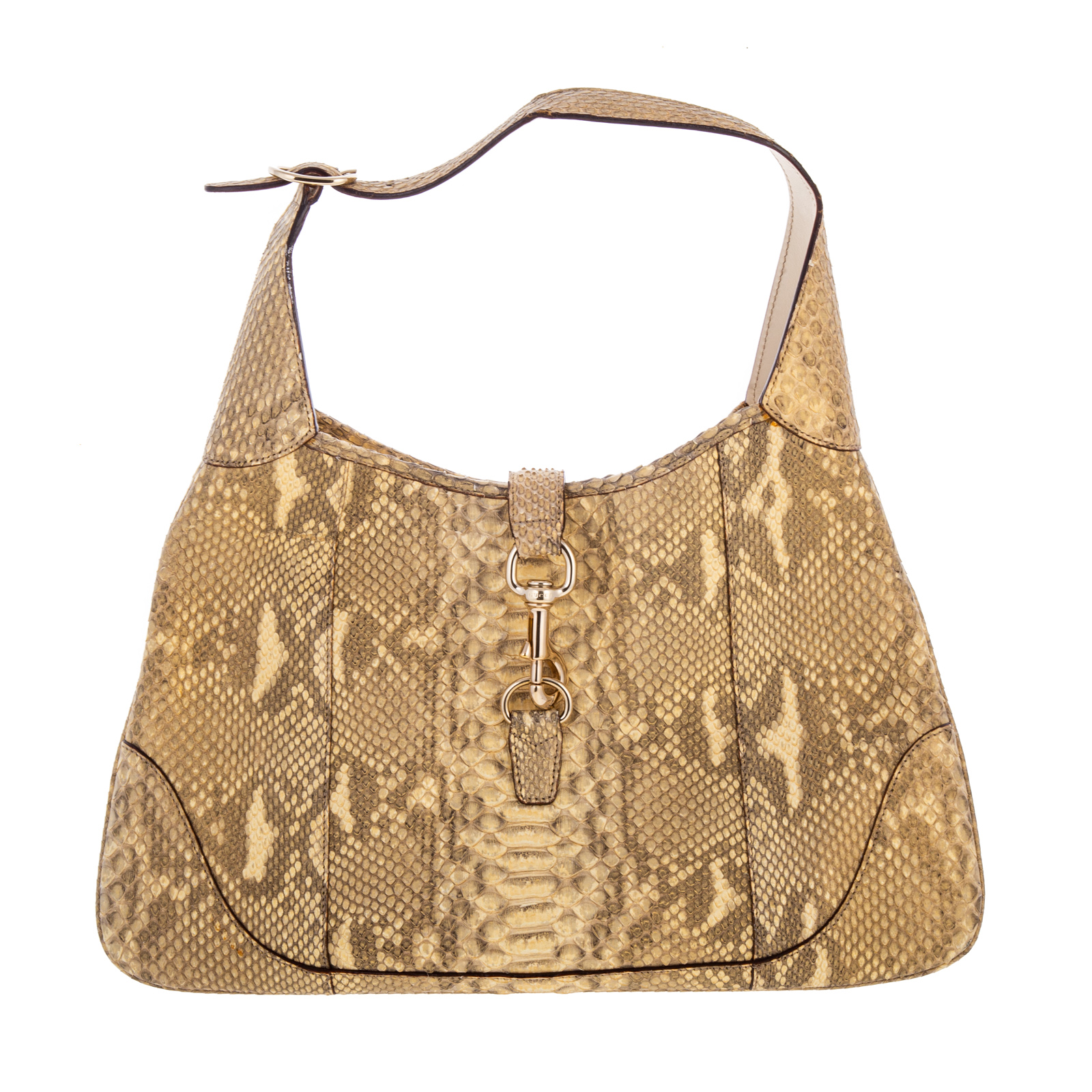 Appraisal: A GUCCI PYTHON JACKIE O HOBO A gold Python Gucci