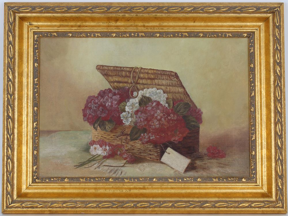 Appraisal: American School Painting of Flowers in a Basket American School