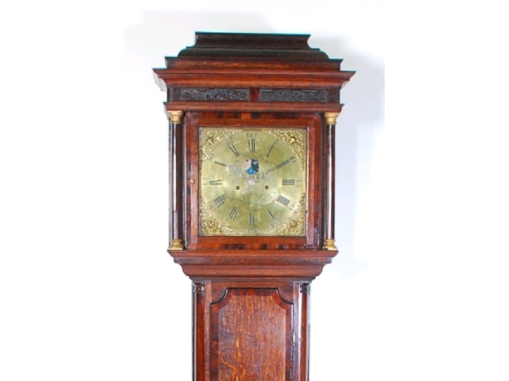 Appraisal: LATE EIGHTEENTH CENTURY OAK AND MAHOGANY CROSSBANDED LONGCASE CLOCK with