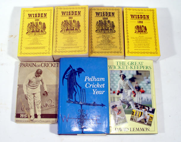 Appraisal: Extensive collection of cricket related books and pictures including Wisdom's