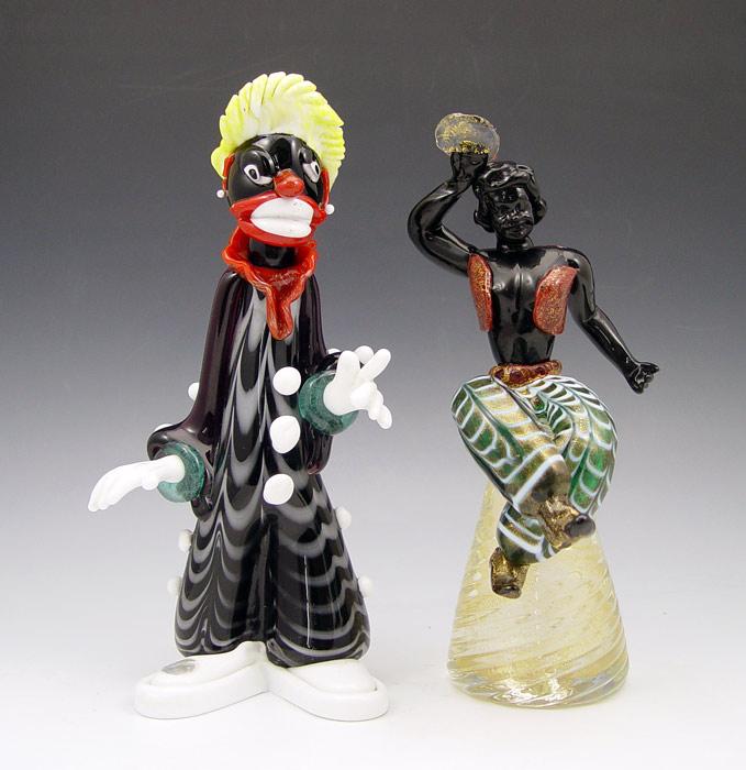 Appraisal: MURANO GLASS BLACK CLOWN AND BLACKAMOOR To include Clown with