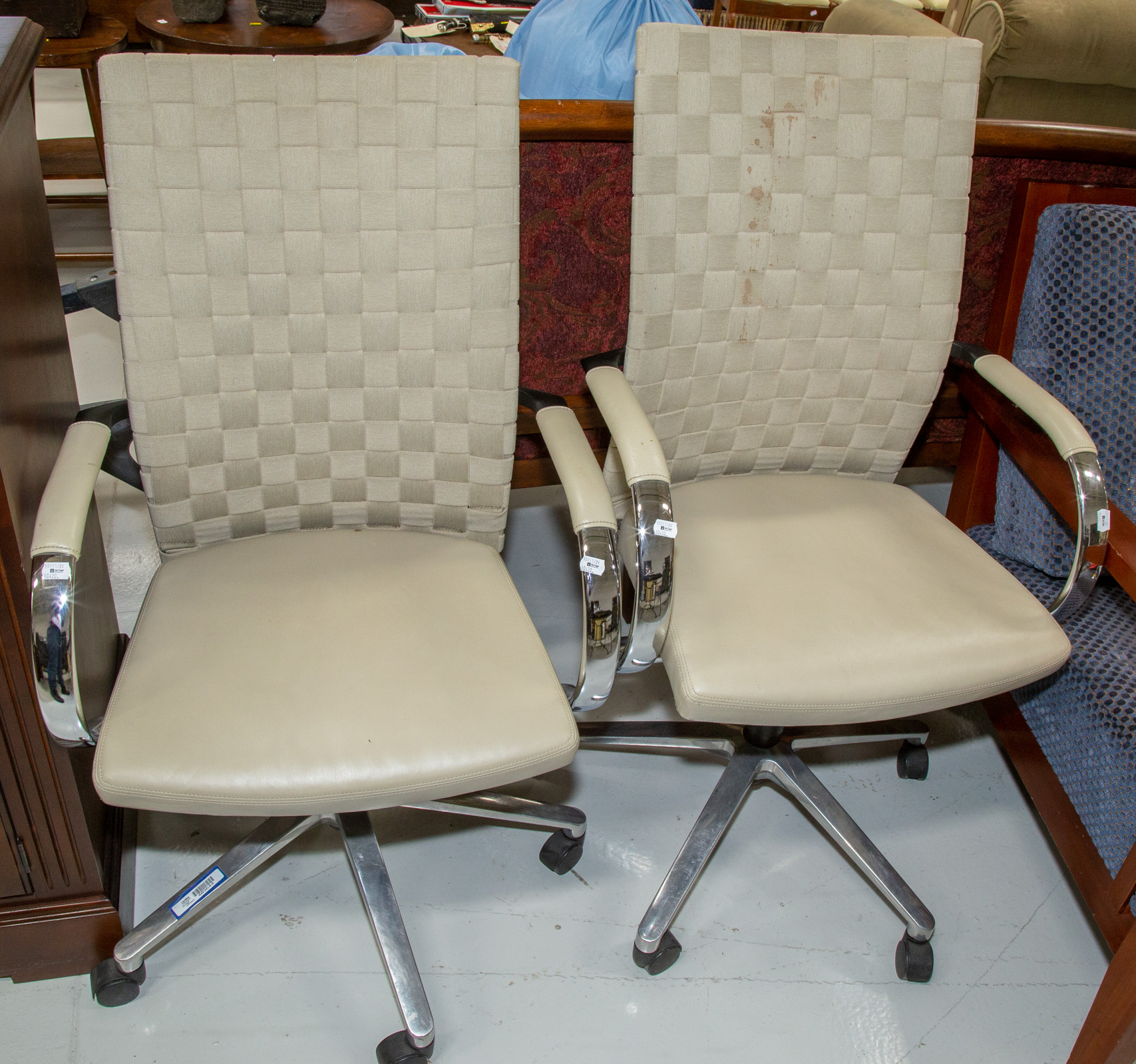 Appraisal: A PAIR OF MODERN DESK CHAIRS With chrome frames fabric