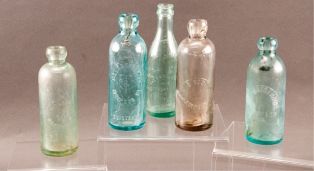 Appraisal: Five Glass Bottles from Hampton Virginia Includes J B Tennis