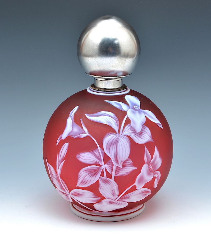 Appraisal: Thomas Webb cameo glass deep rose pink perfume bottle Thomas