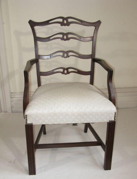 Appraisal: Chippendale Style Ribbon Back Open Armchair mahogany frame upholstered over