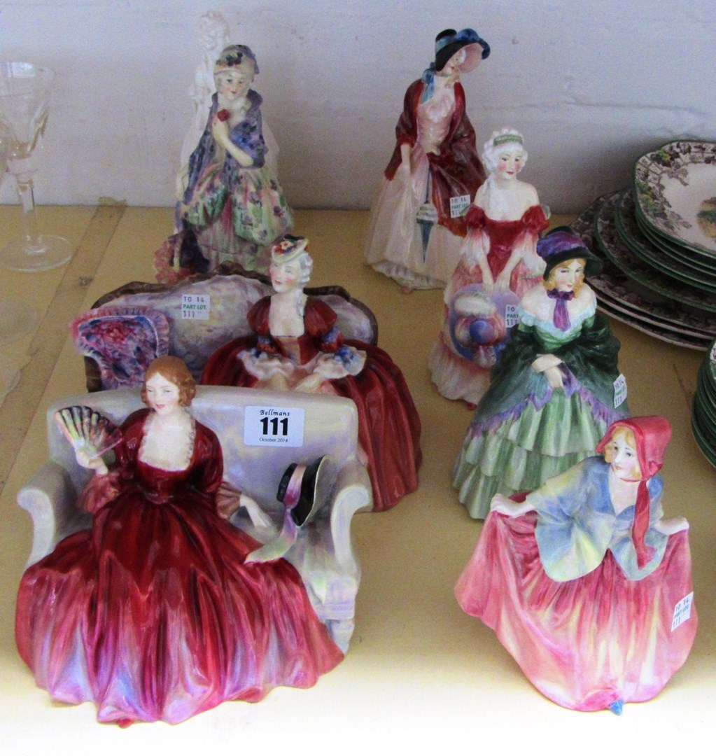 Appraisal: Eight Royal Doulton porcelain figures comprising Belle of the Ball