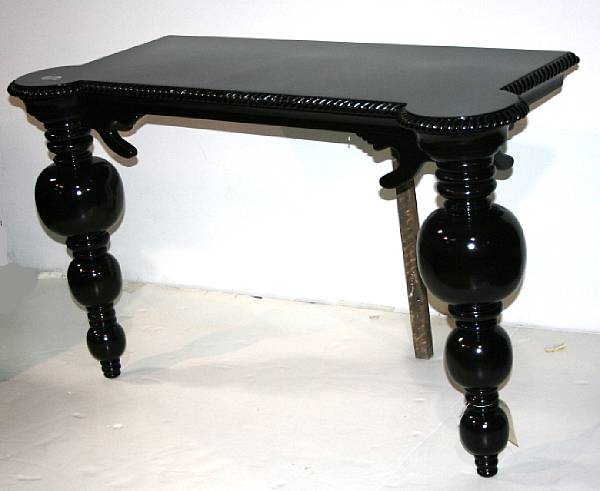 Appraisal: A Baroque style ebonized console table height in width ft