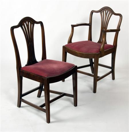 Appraisal: A set of eight late th century mahogany dining chairs