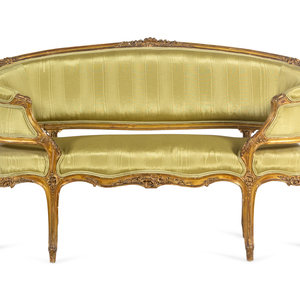 Appraisal: A Louis XV Style Carved Giltwood Settee Late th Century