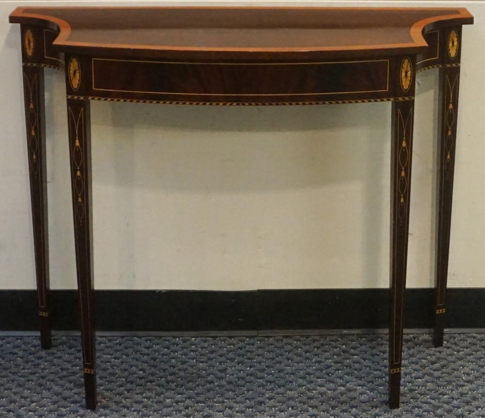 Appraisal: Stickley Georgian Style Satinwood Inlaid Mahogany Demilune Console Table x