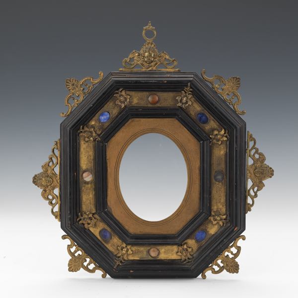 Appraisal: EMILIO ERCOLANI RENAISSANCE REVIVAL WOOD GILT METAL AD GEMSTONE PICTURE