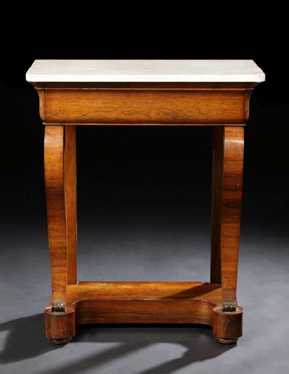 Appraisal: Restauration Rosewood and Marble-Top Console Table second quarter th century