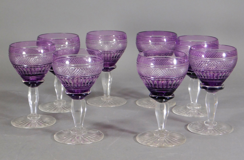 Appraisal: FRENCH CRYSTAL TRIANON AMETHYST CRYSTAL CORDIAL France th CenturySet of