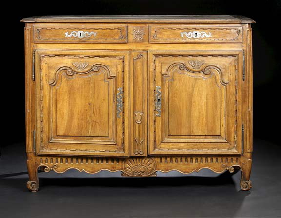 Appraisal: Provincial Louis XV-Style Oak and Fruitwood Buffet early th century