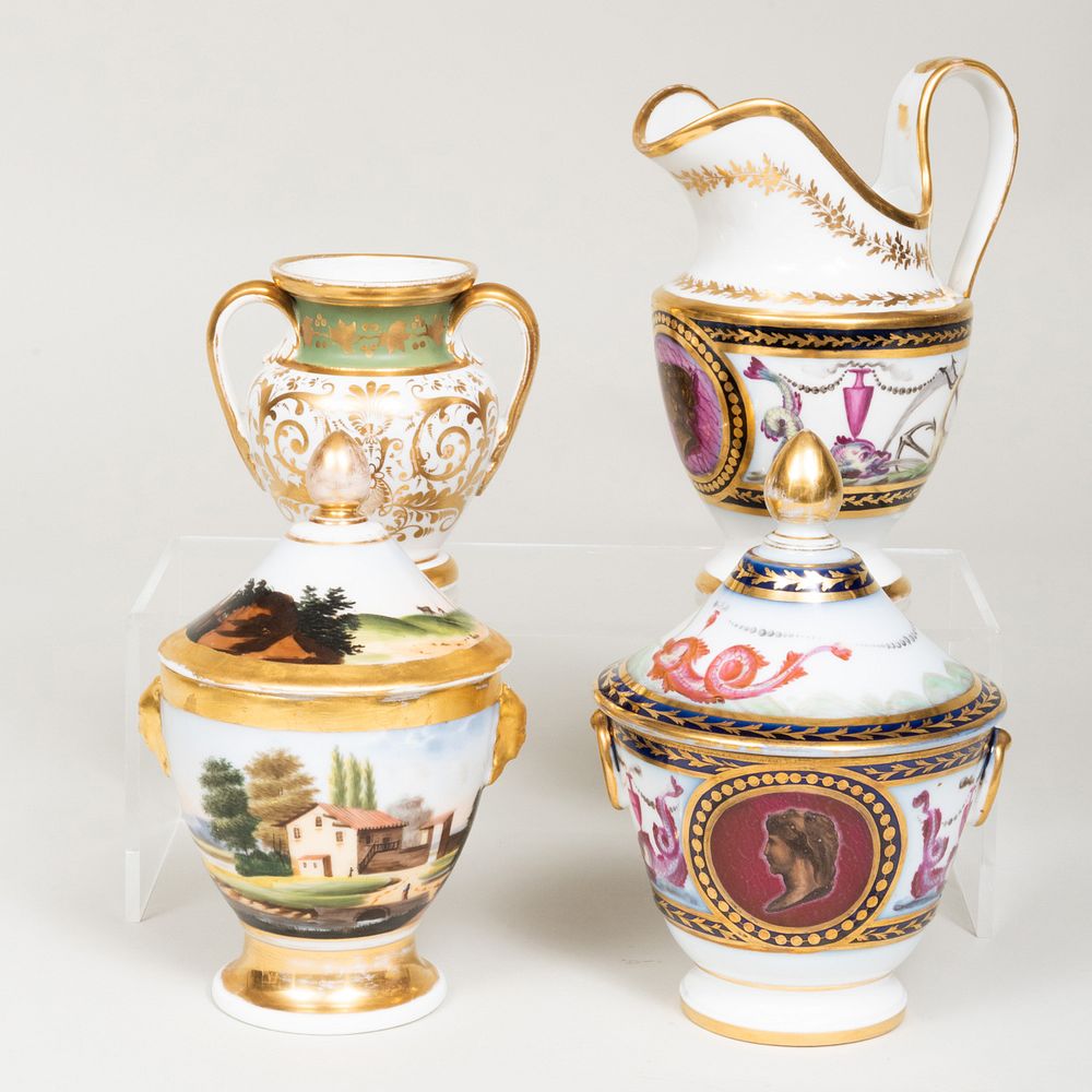 Appraisal: Group of Four English Porcelain Tablewares Comprising A sugar bowl