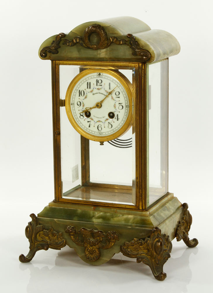 Appraisal: - th C French Onyx Mantel Clock th century French