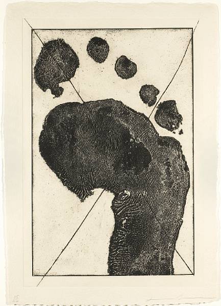 Appraisal: Jonathan Borofsky American born Half Foot Etching with Black Cross