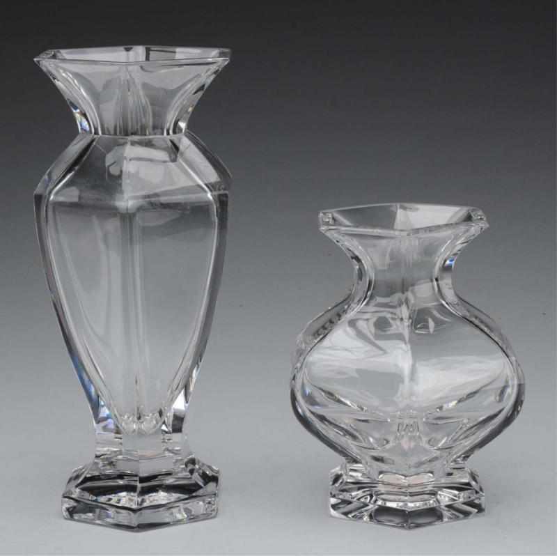 Appraisal: Pair of Heavy Crystal Vases Both are unsigned but attributed