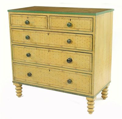 Appraisal: An early th century painted chest in simulated bamboo the