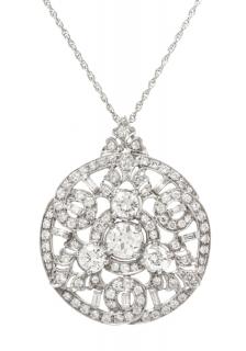 Appraisal: A Platinum and Diamond Circular Pendant dwts A Platinum and