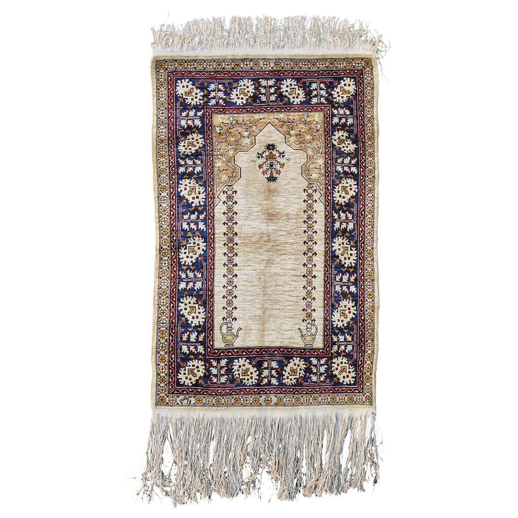 Appraisal: HEREKE SILK MAT WEST ANATOLIA TH CENTURY the plain cream