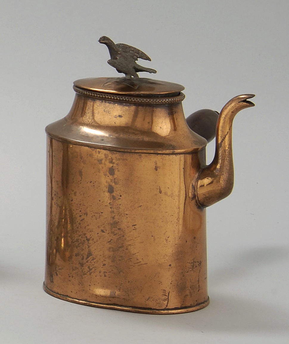 Appraisal: RARE EARLY HAND-WROUGHT COPPER SIDE-HANDLED COFFEEPOT Late th Early th