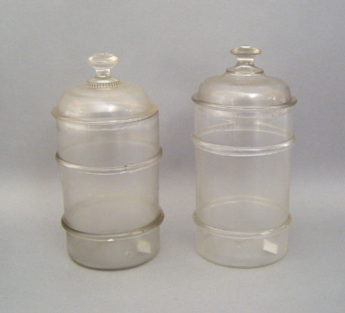 Appraisal: Two blown glass canisters th c h