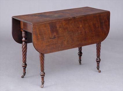 Appraisal: LATE FEDERAL WALNUT DROP-LEAF TABLE The rectangular molded top flanked