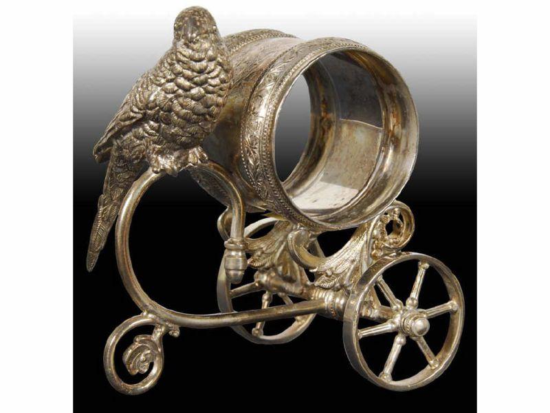 Appraisal: Parakeet On Handle Figural Napkin Ring Description Wheeled No manufacturer's