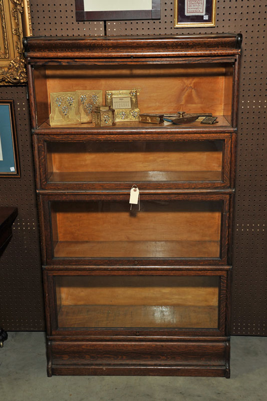 Appraisal: MACEY STACKED BOOKCASE Oak four section bookcase with glazed doors