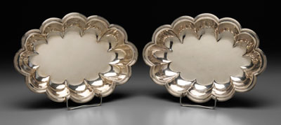 Appraisal: Pair English silver bowls scalloped and reeded borders marks for