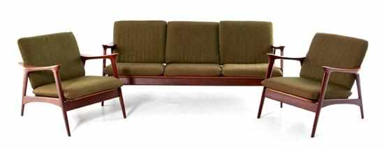 Appraisal: Danish Modern teak three-piece living room suite circa comprised of