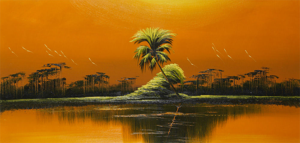 Appraisal: GIBSON James American th Century Florida Highwaymen fire orange Everglades