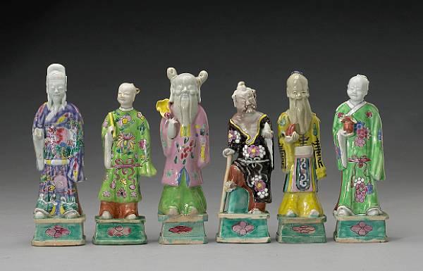 Appraisal: An assembled group of famille rose enameled porcelain immortals th