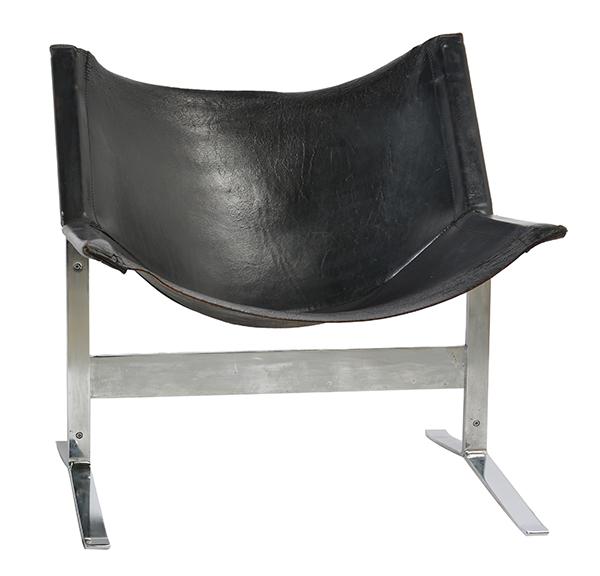 Appraisal: A CLEMENT MEADMORE SLING CHAIR c Australia Leather on chrome