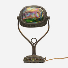 Appraisal: Tiffany Studios TURTLEBACK DESK LAMP USA c patinated bronze Favrile